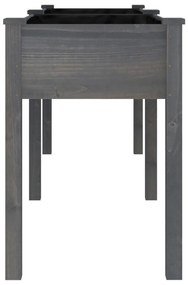 szürke tömör fenyőfa kerti ültetőláda béléssel 203x53x76 cm