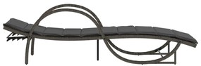 Szürke polyrattan napozóágy párnával 60x199x42 cm