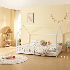 [en.casa] Házikó ágy Hesel leesésgátlóval 140x200cm fehér