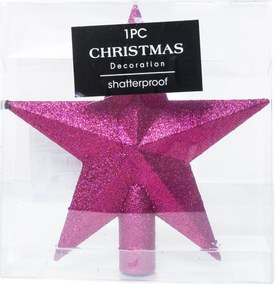 Glitteres csúcsdísz csillag 19 cm 2 rózsaszín