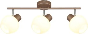 Globo 54662-3 Mennyezeti lámpa, fém matt kávébarna, krómozott fém, fehé üveg, forgatható/dönthető, HxSzxM: 500x125x175mm, 3x E27 40W 230V izzók nélkül