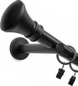 Fém Függönykarnis szimpla 25 mm függönykarnis fekete Fekete Matt Monaco 140 cm