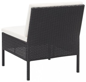 vidaXL 3 részes fekete polyrattan kerti ülőgarnitúra párnákkal