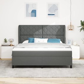 Boxspring Ágy Matrac Kíséretében Sötétszürke Színben, 180x200 cm Szövet