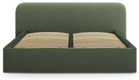 Zöld kárpitozott ágyneműtartós franciaágy ágyráccsal 200x200 cm Elizabeth – Micadoni