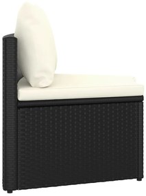 2 részes fekete polyrattan kerti ülőgarnitúra párnákkal