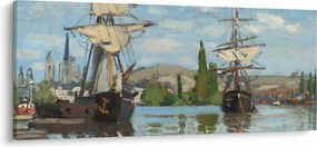 Kép - Claude Monet, Ships Riding on the Seine at Rouen, reprodukciók (120x50 cm)