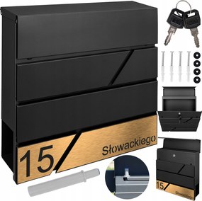 Modern Fekete Arany Laminált Postaláda