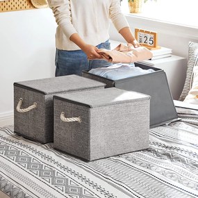 Tárolódobozok fedéllel 3 db-os szett, 38 x 25 x 25 cm, szürke