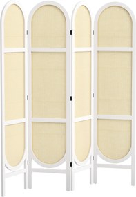 HOMCOM Belső Fa Terelő 4 Panel 170 x 160 cm, Összecsukható és Hordozható, Kézzel Szőtt Minta, Elválasztó Partíció Nappaliba, Hálószobába, Otthonra, Fe