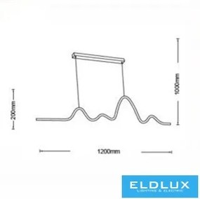 UNIVERSO Függeszték LED 25w 2000lm 3000k IP20 1200×200×1000mm fekete