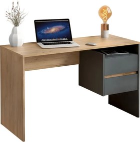 Fiókos íróasztal 125x51x75 cm barna fehér FUR1872-1