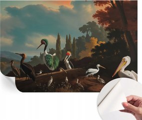 Öntapadós tapéta Divatos 3D fali ragasztóval Festői madarak 104x70 cm