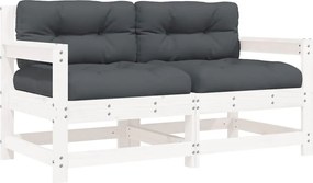 vidaXL 2 db fehér tömör fenyőfa kerti szék párnákkal