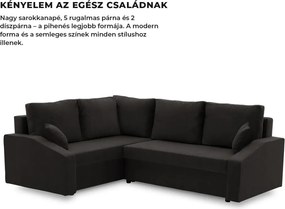 Grande Plus sarokkanapé, baloldali, szövet anyag, fekete