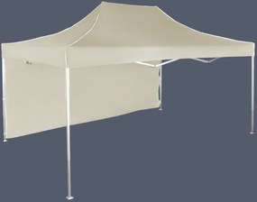 Gyorsan összecsukható sátor 3x4,5m - alumínium, 1 oldalfal, Bézs