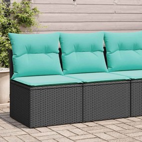 2 részes fekete polyrattan akácfa kerti ülőgarnitúra párnával