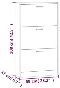 betonszürke szerelt fa cipőszekrény 59x17x108 cm