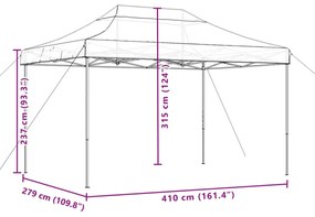 terrakotta összecsukható felugró rendezvénysátor 410x279x315 cm