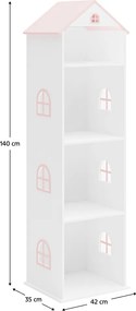 Gyerek könyvespolc, fehér/rózsaszín, MAISON TYP 2