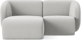 Világosszürke bársony sarokkanapé (bal oldali-heverő résszel) Lani – Makamii