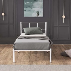 ROVAN masszív fém egyszemélyes ágy 90x200 cm, fehér, teherbírás 120 kg