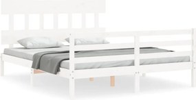 vidaXL fehér tömör fa ágykeret fejtámlával 160 x 200 cm
