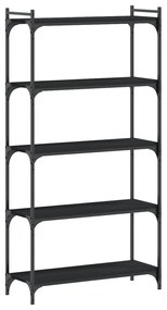 5 szintes fekete szerelt fa könyvespolc 80 x 30 x 154 cm