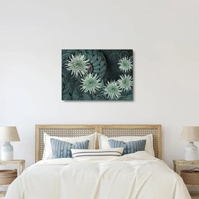 Kép - Zöld virágok (üvegen) (70x50 cm)