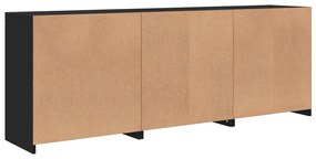 fekete tálalószekrény LED-világítással 181,5x37x67 cm