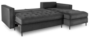 Santo sötétszürke kinyitható bársony sarokkanapé, jobb oldali - Milo Casa
