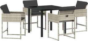 vidaXL Kert étkező szett 5 pcs Világosszürke polirattan