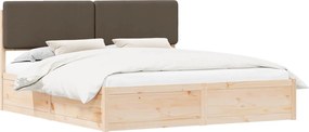 vidaXL Ágykeret Kárpitozott Fejtámlával Tópszínű 180 x 200 cm