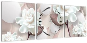 Kép - Rózsa virágok (órával) (90x30 cm)