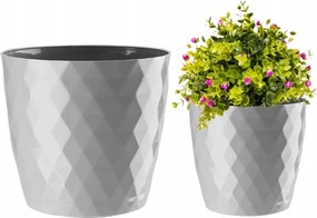 Fedő szürke műanyag gyémánt virágtartó 20x18,5 cm