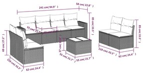 9 részes barna polyrattan kerti ülőgarnitúra párnákkal