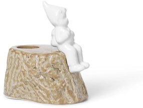 Karácsonyi gyertyatartó porcelánból és agyagkerámiából, hosszúság 9 cm - Kähler Design