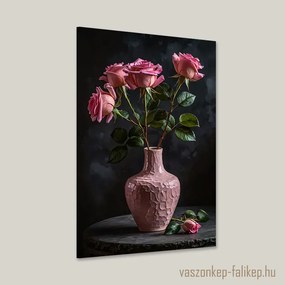 Rózsaszín rózsák vázában – elegancia otthonod falán 40x60cm