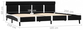 fekete műbőr ágykeret LED csíkkal 180 x 200 cm