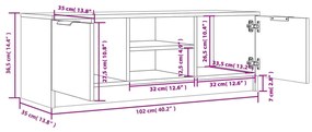 fekete szerelt fa TV-szekrény 102 x 35 x 36,5 cm