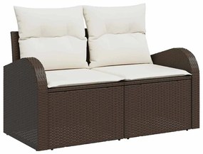 vidaXL Kanapé Szett párnával tárolóval 6 pcs Barna és fehér polirattan