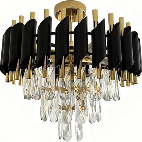 Felületre szerelhető CRISTAL 5xE14/10W/230V Ø 38 cm fekete/arany