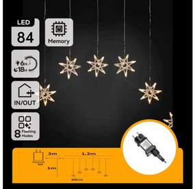 Aigostar - LED kültéri karácsonyi fényfüzér 84xLED/230V 1,2x1m IP44 meleg fehér hópelyhek