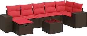 vidaXL 8 részes barna polyrattan kerti ülőgarnitúra párnákkal