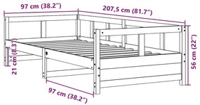 természetes színű tömör fenyőfa kanapéágy 90 x 200 cm