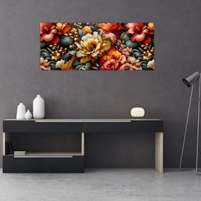 Kép - Narancs-vörös virágok (120x50 cm)