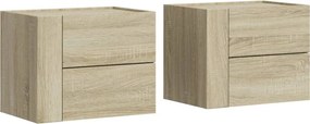 vidaXL 2 db sonoma tölgy színű fali éjjeliszekrény 45 x 30 x 35 cm
