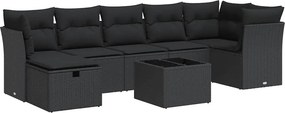 vidaXL 8 részes fekete polyrattan kerti ülőgarnitúra párnákkal