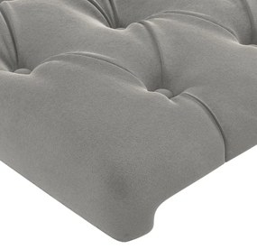 világosszürke bársony LED-es fejtámla 160x7x118/128 cm