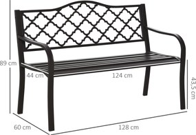 Outsunny Vidéki Chic Stílusú 3 Személyes Kerti Pad Teraszra 128L x 60W x 89H cm Korrozióálló Epoxi Fém Öntöttvas Barna | Aosom